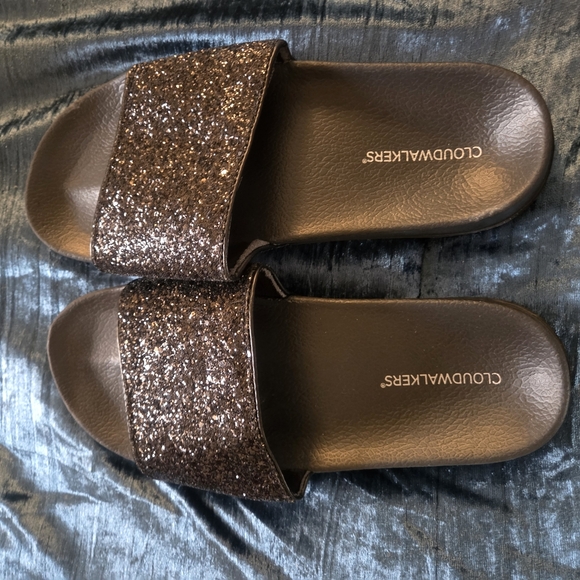 Cloudwalkers Women's Black Glitter Slides - Picture 2 of 3